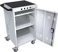 Vista 4 de Leavader Carros de carga móviles para tabletas, computadoras portátiles con tira de alimentación adicional de 4 bits, gabinete de carga