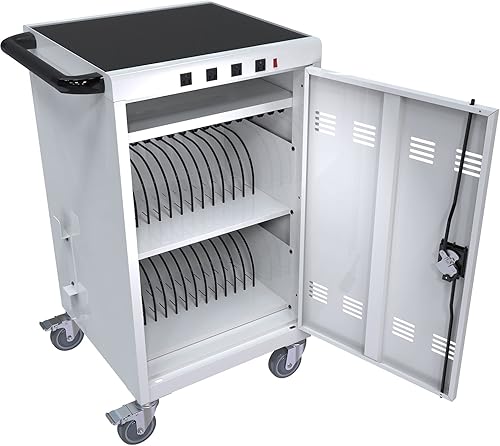 Miniatura 4 de Leavader Carros de carga móviles para tabletas, computadoras portátiles con tira de alimentación adicional de 4 bits, gabinete de carga y