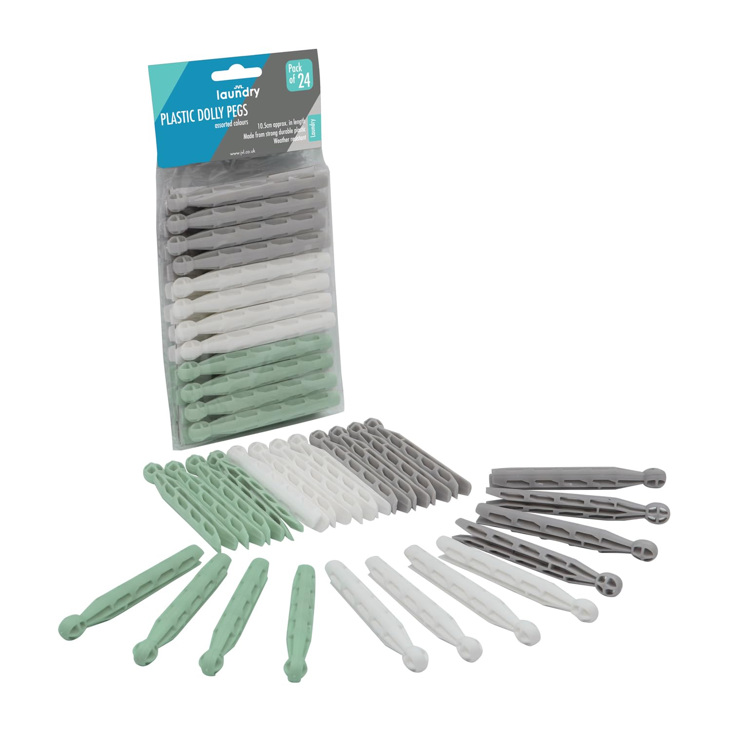 JVL Plastic Dolly Pegs - 24 Pack
