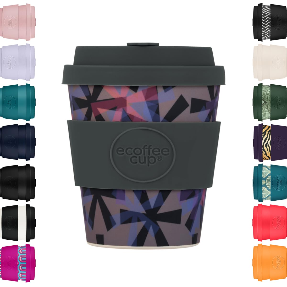 Ecoffee Cup 8oz 240ml Reusable Eco-Friendly 100% Plant Based Coffee Cup with Silicone Lid & Sleeve