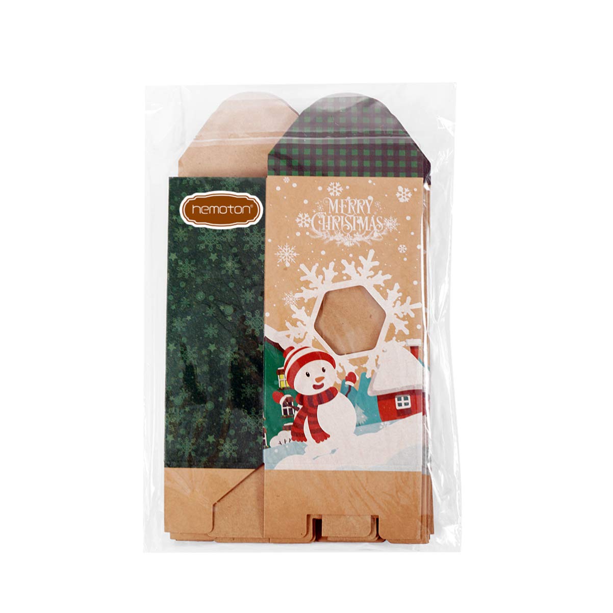 16Pcs Boîtes à Biscuits de Noël Boîtes à Bonbons en Papier Kraft Porte-Cadeaux Coffrets Cadeaux pour Les de Noël (11 x 7 x 19)