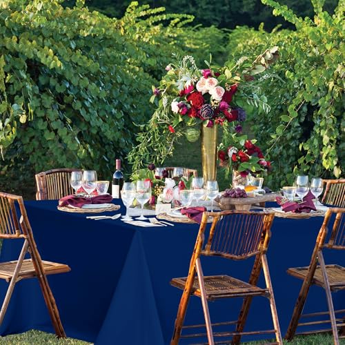 Image of sancua Navy Blue Tablecloths for 8 Foot Rectangle Tables, 8 Pack - Washable Polyester Fabric Table Cloth for Wedding Party, Birthday, Banquet Reception, 60x120 Inch