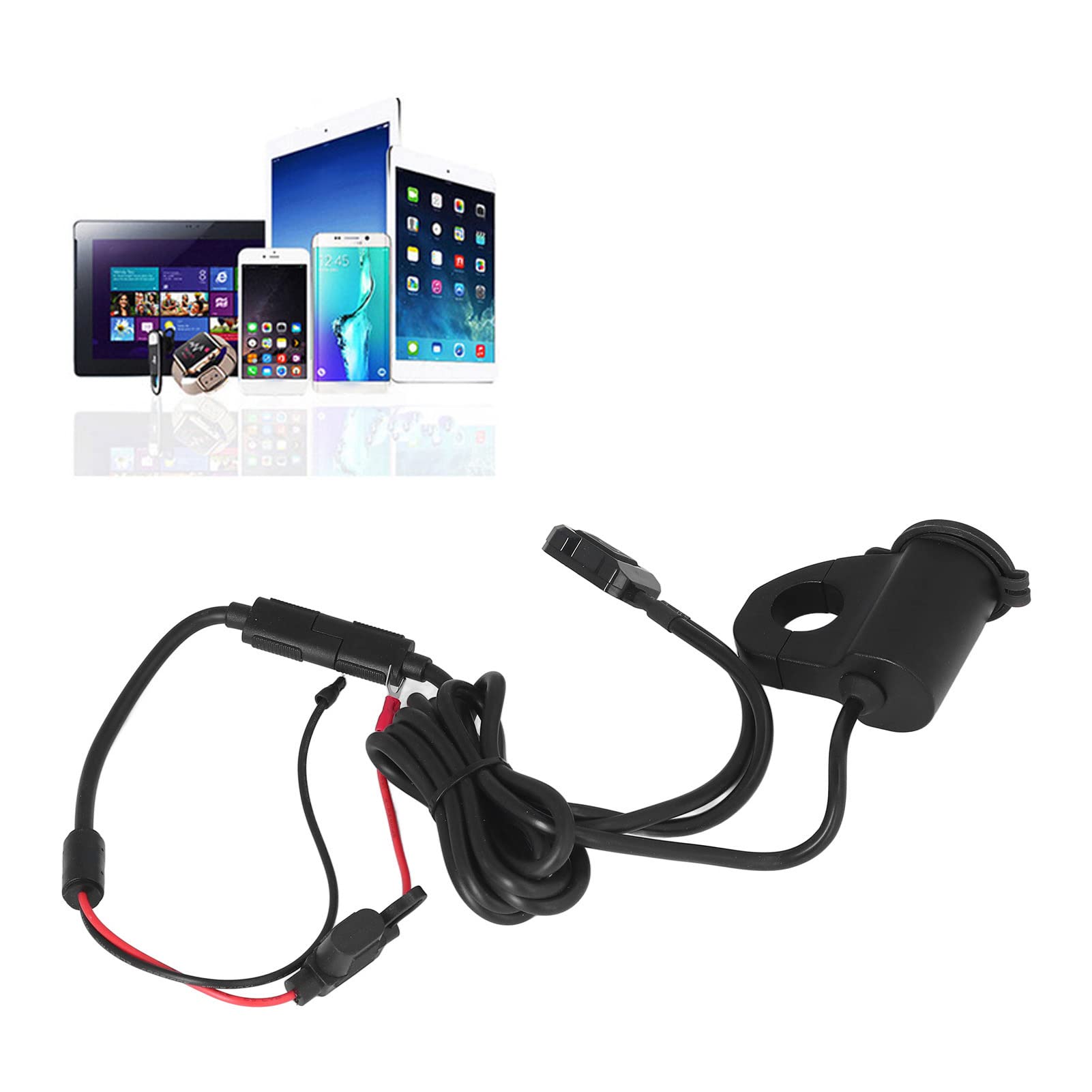 Motocyklowa ładowarka do telefonu Ładowarka ze stopu aluminium Rower elektryczny Cyfrowy wyświetlacz QC3.0 Podwójna ładowarka USB do telefonu Szybka ładowarka Czarna obudowa