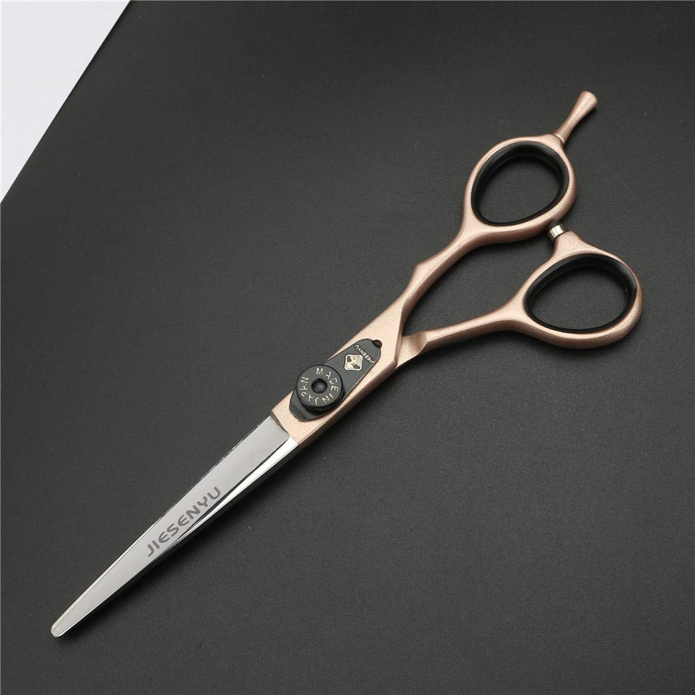 JIESENYU Tijeras de peluquería de 6 pulgadas, oro rosa, tijeras de pelo de letras negras de tornillo de peluquería profesional juego de tijeras de peluquería