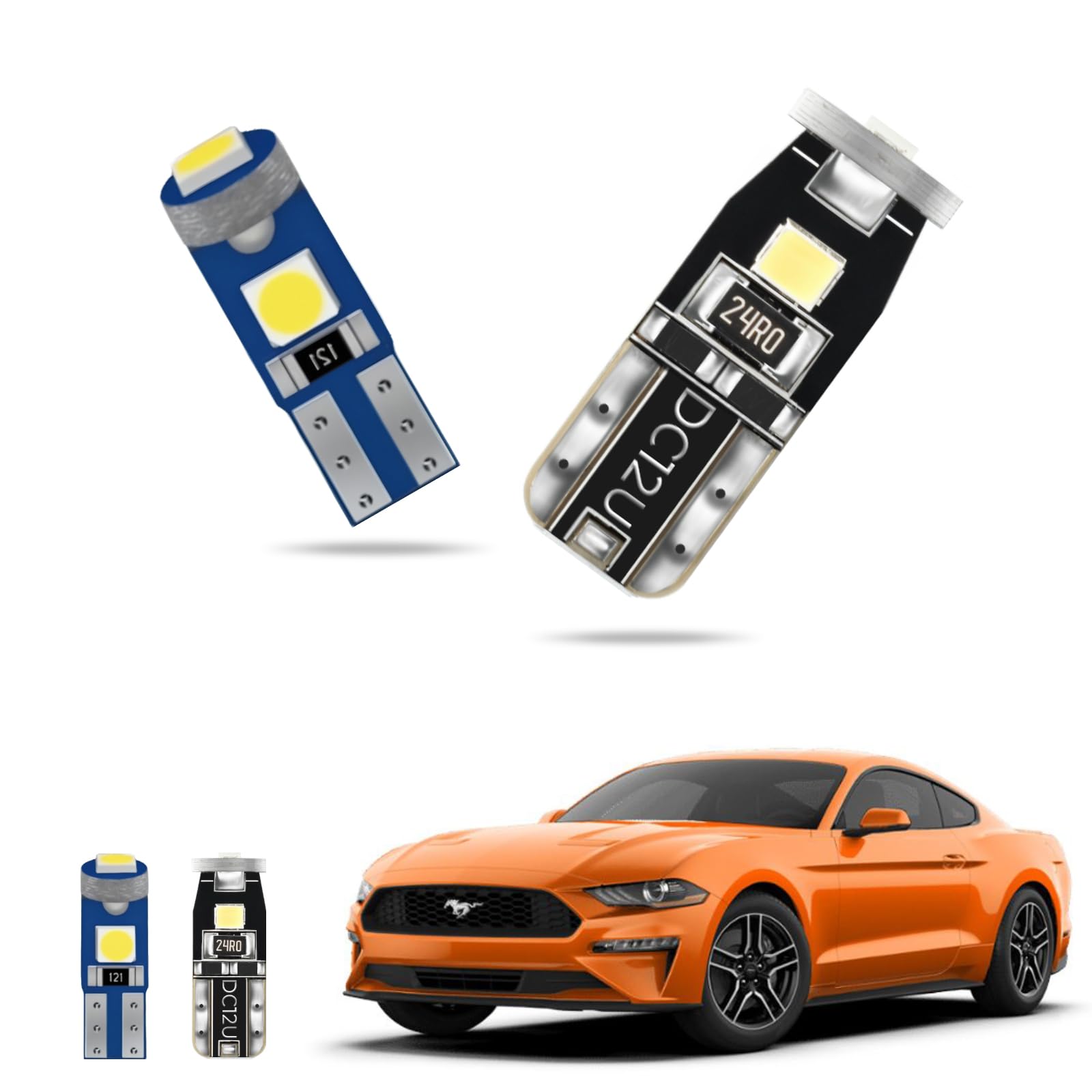 EASY EAGLE LED Interior Car Lights for Ford-Mustang-2015-2021: 8 Piece Kit White LED Light Bulbs - Super Bright 6000K + Install Tool