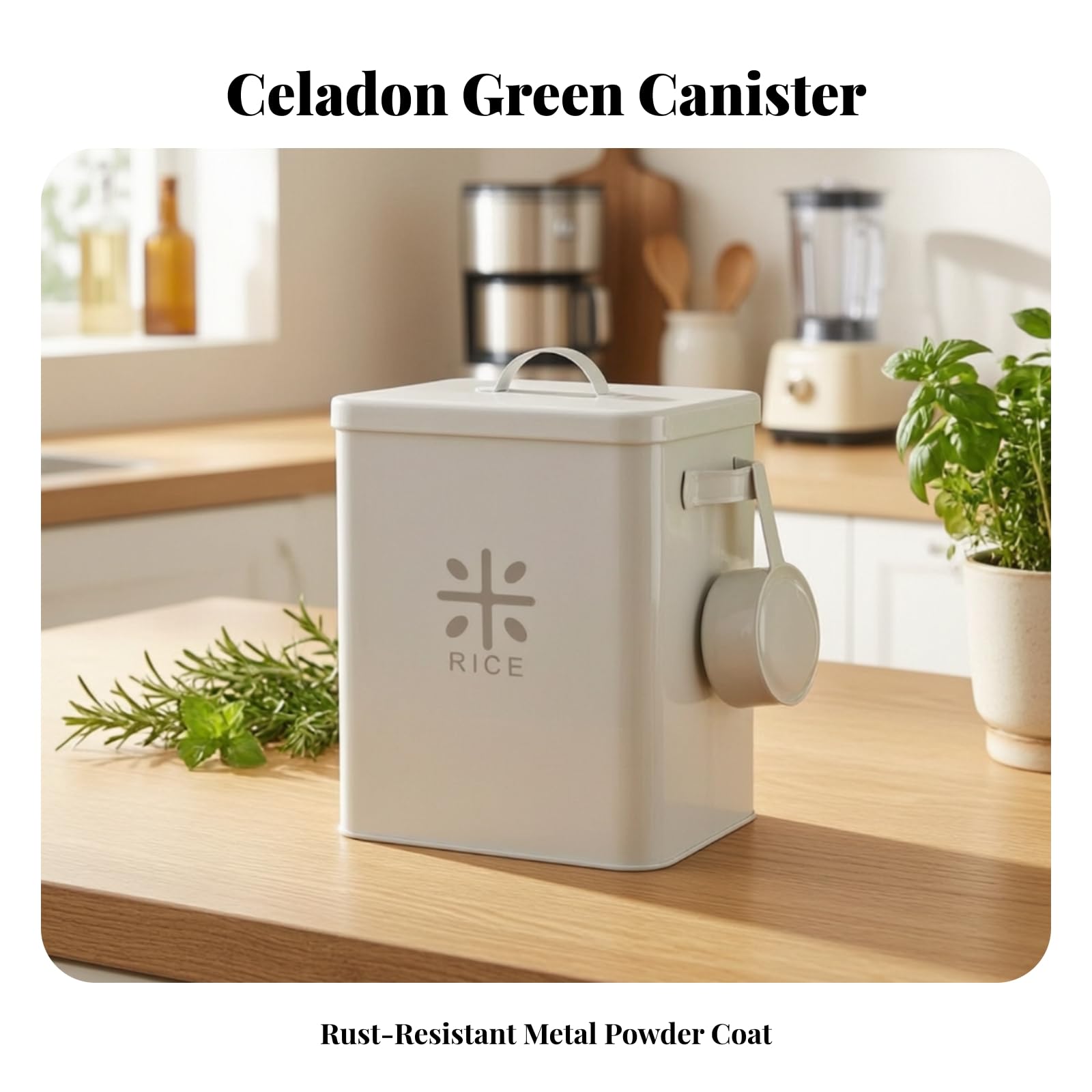 predolo Contenitore Ermetico con Mirino in Metallo Contenitore Ermetico con Coperchio Resistente All'umidità Secchio Del Riso per Appartamento, Verde