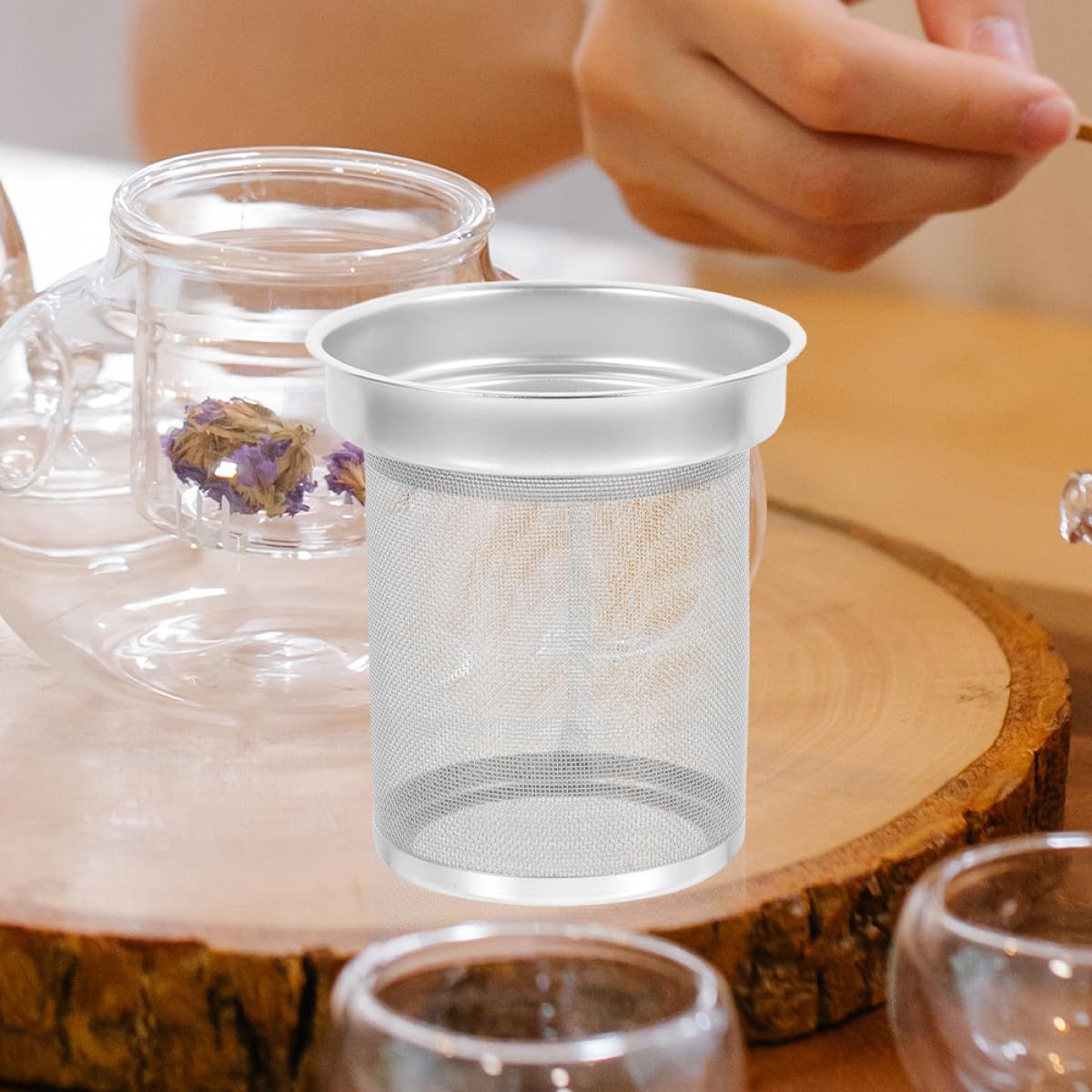 MAGICLULU Teesieb aus Edelstahl für Losen Tee mit Rostfreier Struktur Praktischer Teekannenfilter für Freunde Des Teegenusses Langlebig und Leicht zu Reinigen