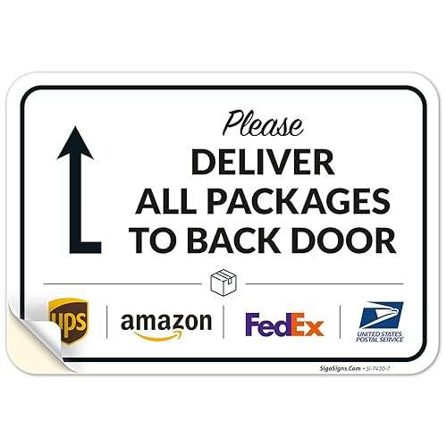 Vista 544 de Cartel de entrega del paquete, letrero de instrucciones de entrega, 10 x 7 pulgadas, aluminio 040 libre de óxido, resistente a la decoloración