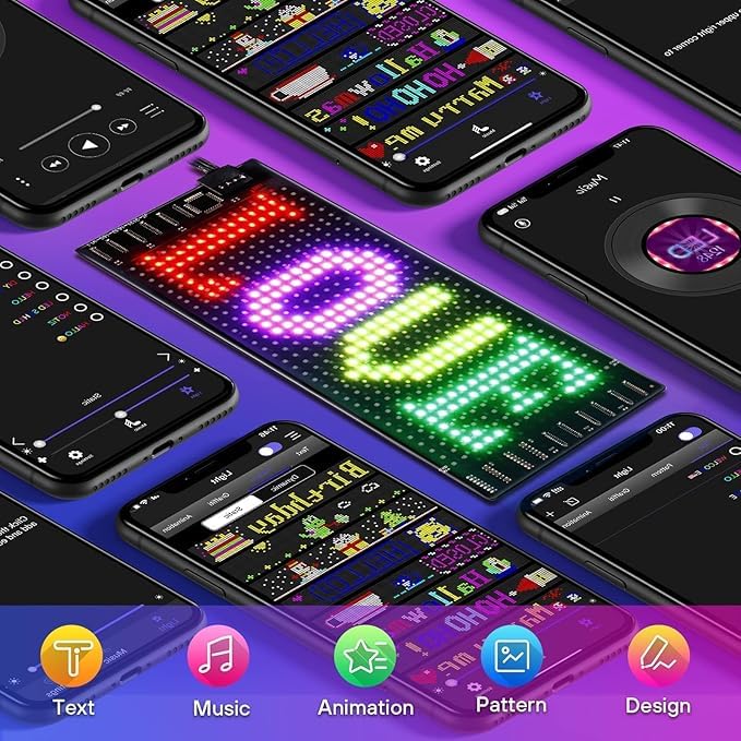 Image of ZADON Flexible LED Matrix Panel | Programmable Display Screen with App & Remote Control | Scrolling Text & Animation LED Board for Shop, Car & Advertising | Multiple Sizes (Small- 17x7 Cm)