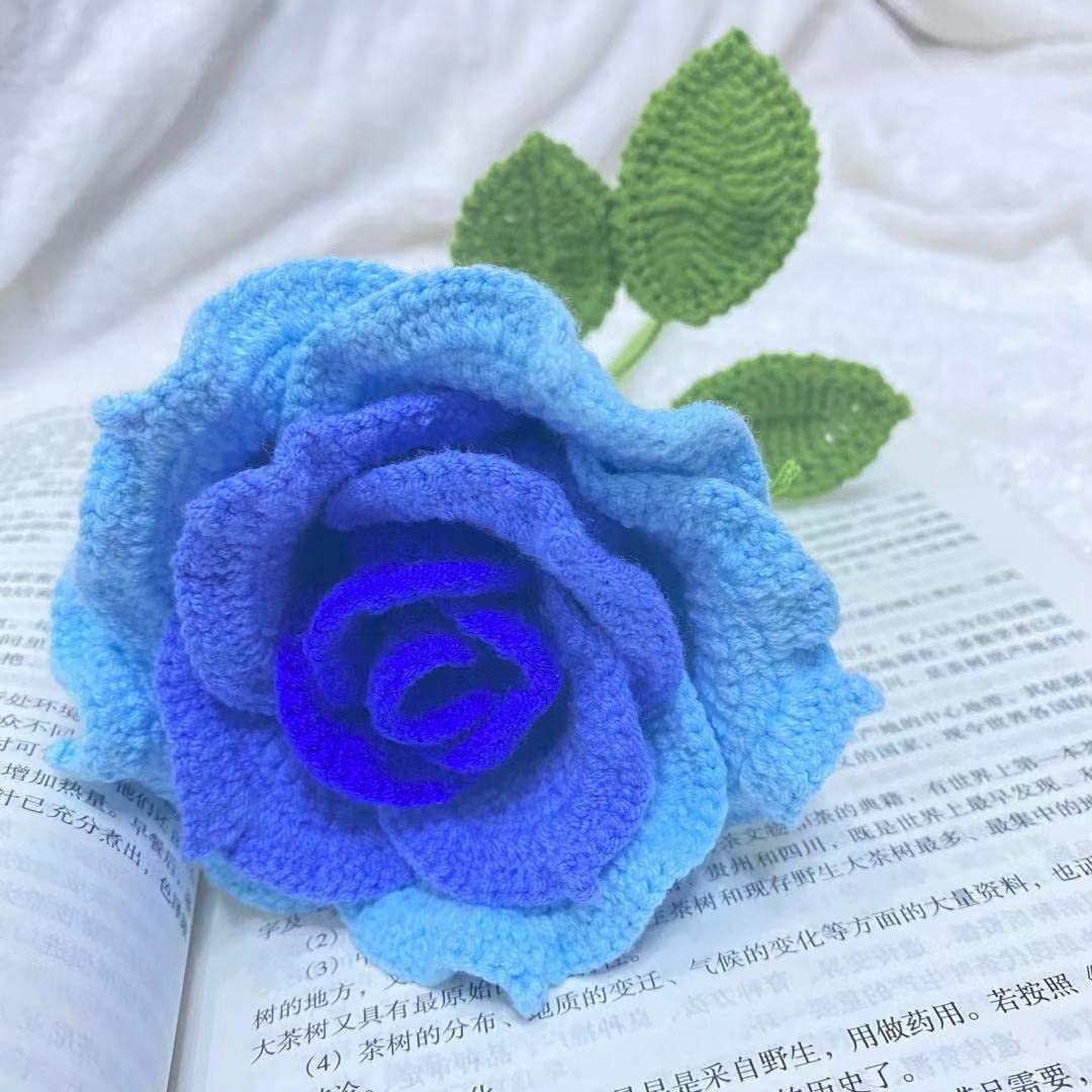 Bouquet de fleurs au crochet tricoté à la main, fleurs de laine rose décoration florale durable