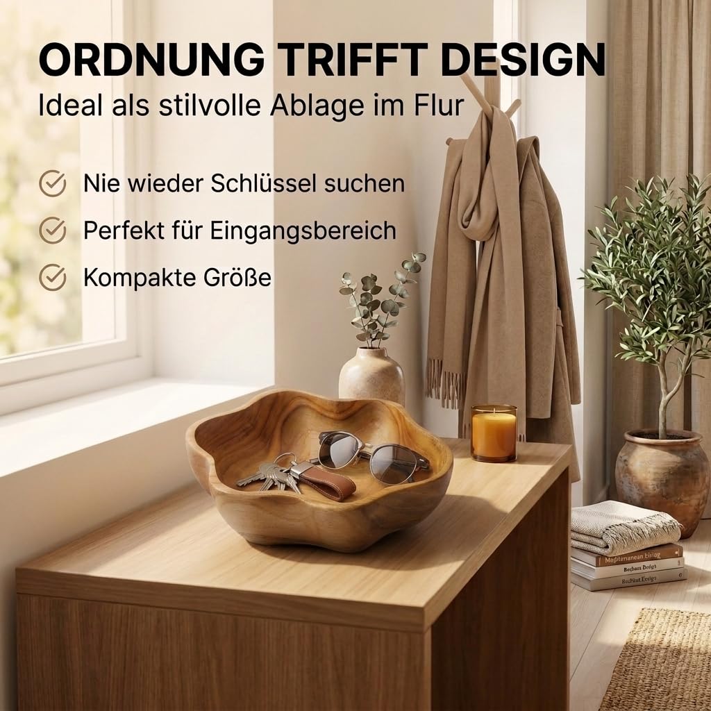 Wykwintna miska drewniana 20 cm drewno tekowe dekoracja drewno misa ręczna Bali Teak 07