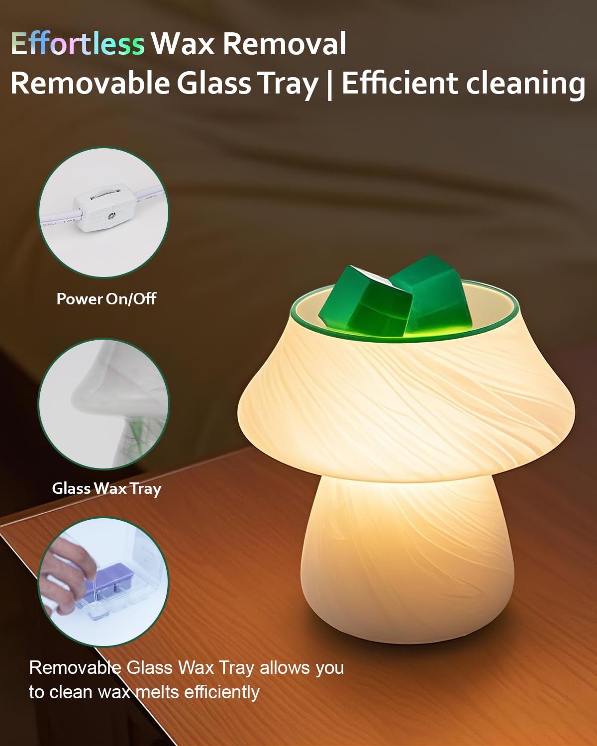 Calentador eléctrico de cera de hongos para cera perfumada, quemador de aceite esencial, lámpara de fragancia decorativa, fácil de limpiar, para decoración del hogar, oficina, dormitorio,