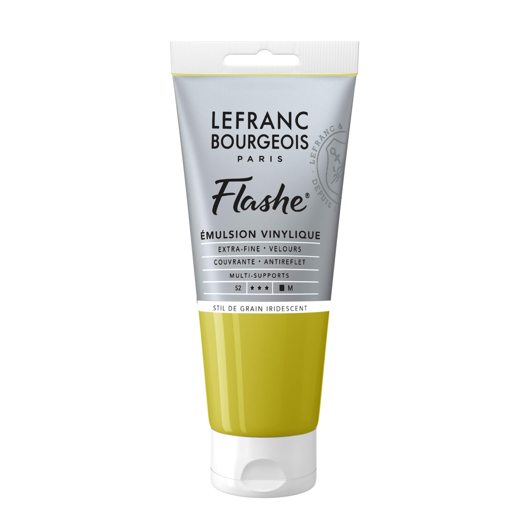 Lefranc Bourgeois Flashe, Extra-Fine Acrylic Vinyl Emulsion, Artists Quality, Stil De Grain Green Iridescent, 80ml Tube