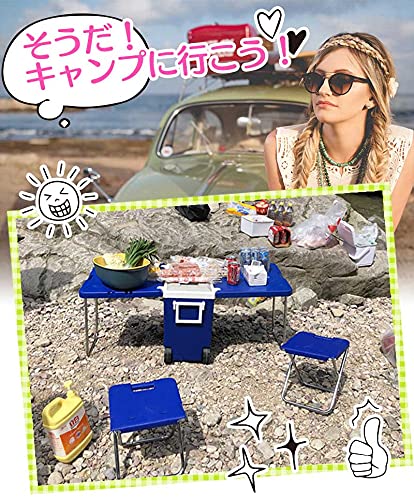 クーラーボックス 付き テーブル・チェアセット 折りたたみ 大容量28L 2way アウトドア キャンプ レジャー 多用途 キャスター付き (ブルー) 2枚目