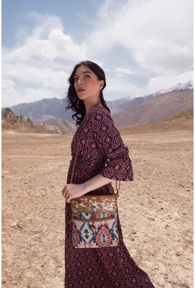 Myra Bag Western Canvas Crossbody Bag for Women - Cotton and Upcycled Leather Shoulder Bag Reboot - Image 3