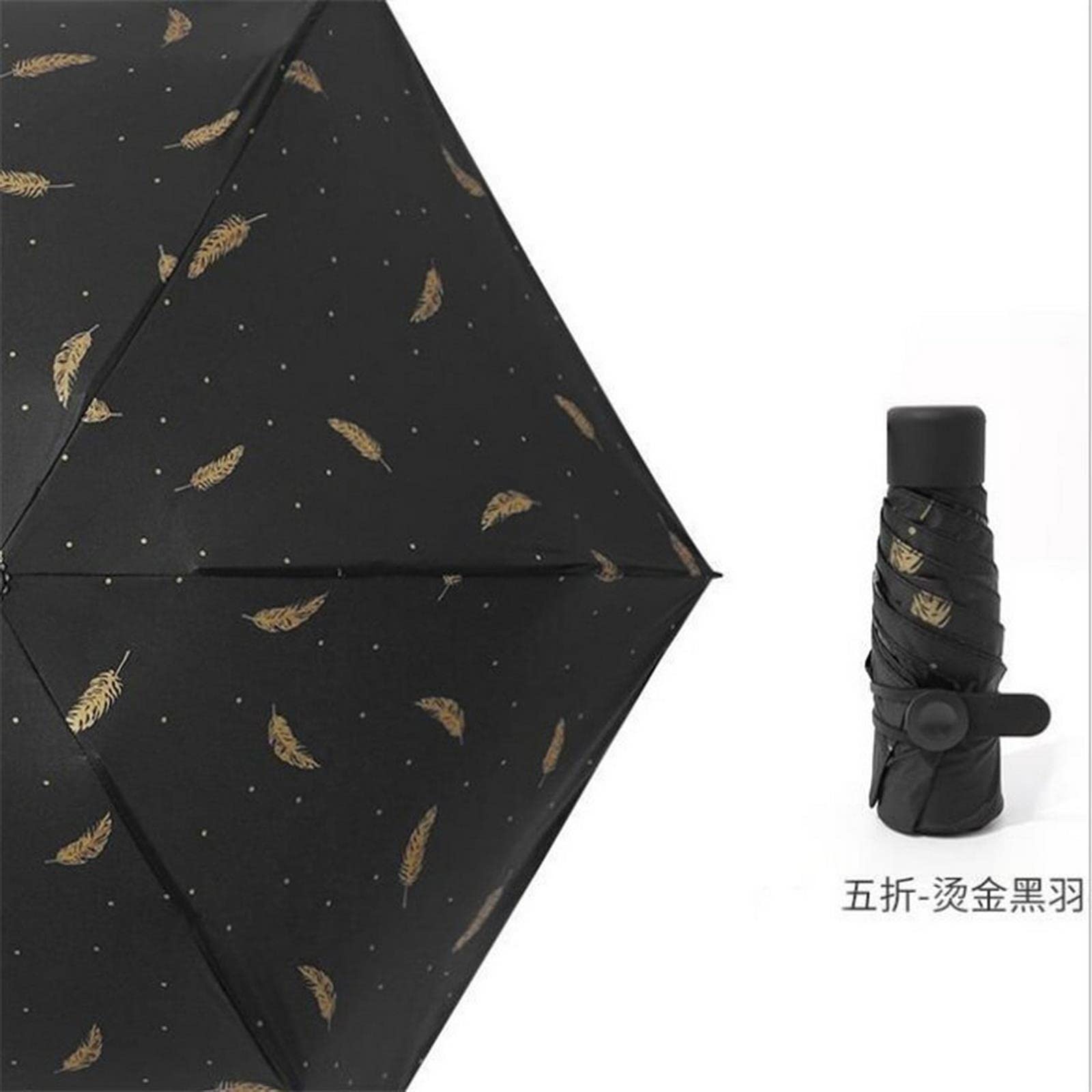 Mini Mubrella Mini Damska Kieszonkowa Mała Parasolka Anty UV Parasolka Przeciwdeszczowa Wiatroszczelna Lekka Składana Przenośna Parasolka (Czarna A)