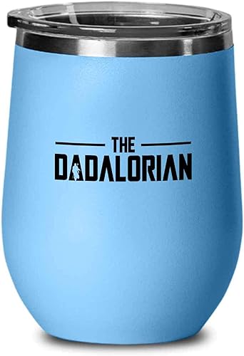 Dadalorian - Vaso de vino de 12 onzas con texto en inglés The Dadalorian Funny Noun Like a Dad Birthday War for Star New Dad Father's Day