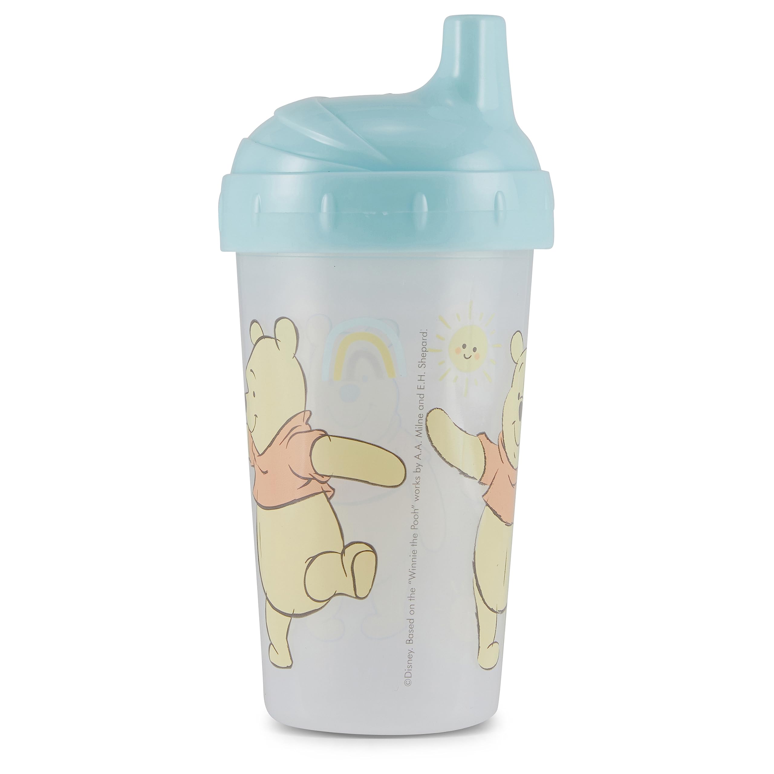 Schnabelbecher für Kleinkinder für Jungen und Mädchen, 284 ml, Winnie Puuh Schnabeltasse mit Strohhalm und Deckel, langlebig, blau, auslaufsicher, Reise-Wasserflasche für Kleinkinder