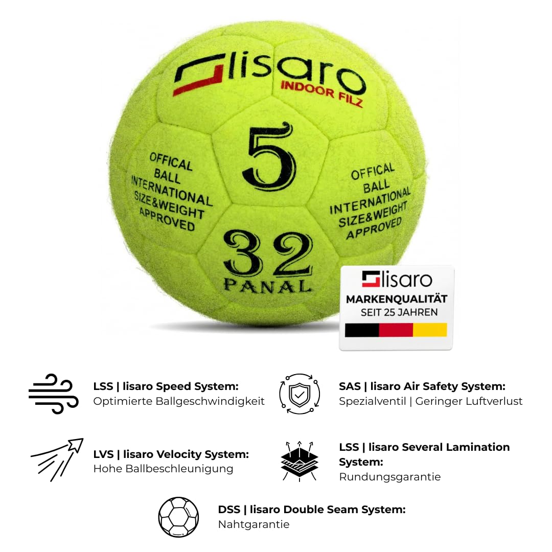 Lisaro Indoor Filz Hallenfußball Gr. 5 | Hallenball | Indoorfußball | Hallenfußball | Spielball der Extraklasse | 2 Stück