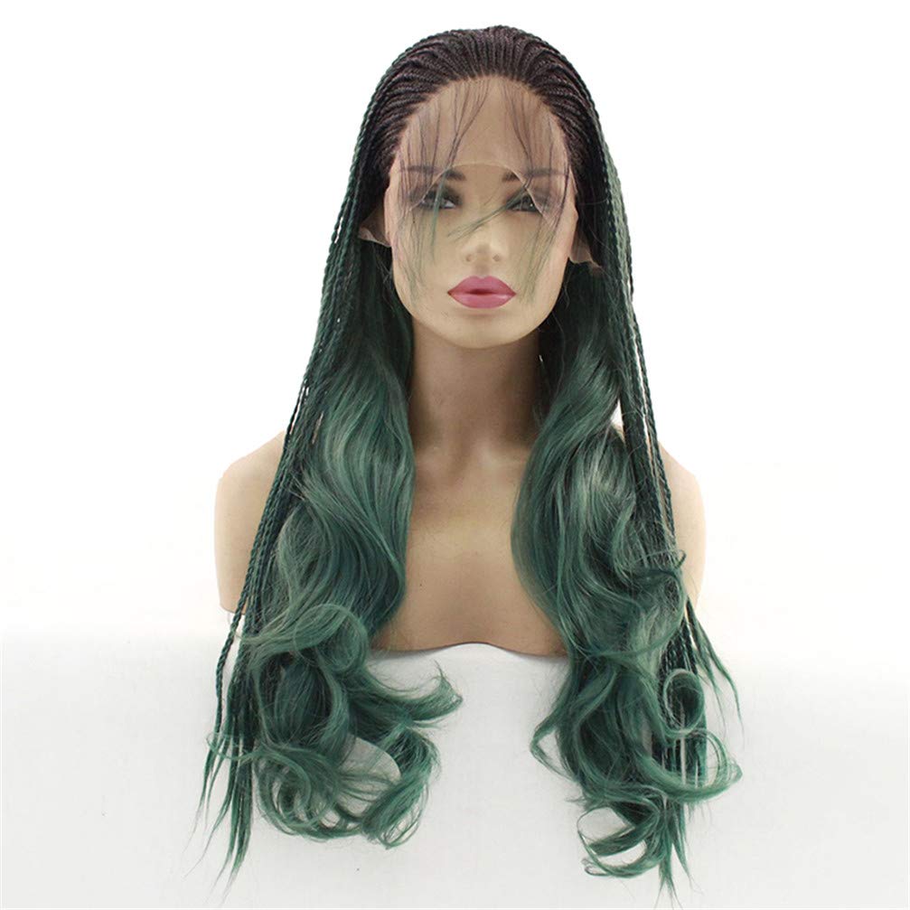 Perruque de dentelle noire ondulée haut de gamme tresses longues