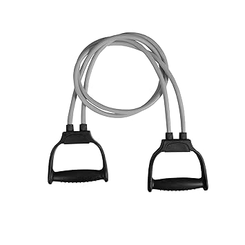 Premium Double Toning Tube Heavy Quality Resistance Tube for Exercise/Stretching, Full Body Workout, Home Gym Resistance Tube for Exercise and Toning for Men and Women (Grey)
