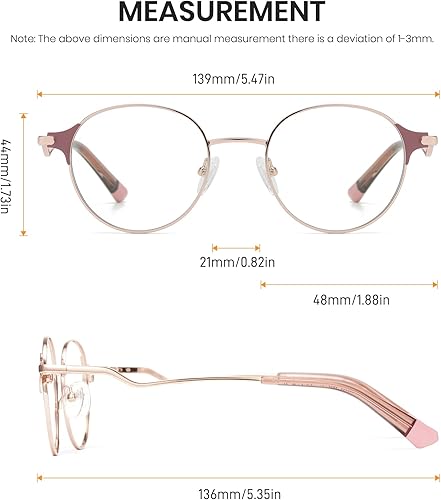 Miniatura 6 de Cyxus Lentes redondos con bloqueo de luz azul para mujer, marco de metal, filtro UV, lentes transparentes 8132