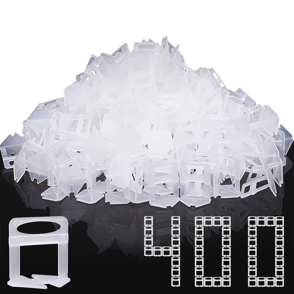 DGSL Tile Leveling System, 400-Piece Tile Spacers Clips 1/16 Inch Tile Tools, Tile Installation Tools for Professional Ceramic Tile and Stone Installation