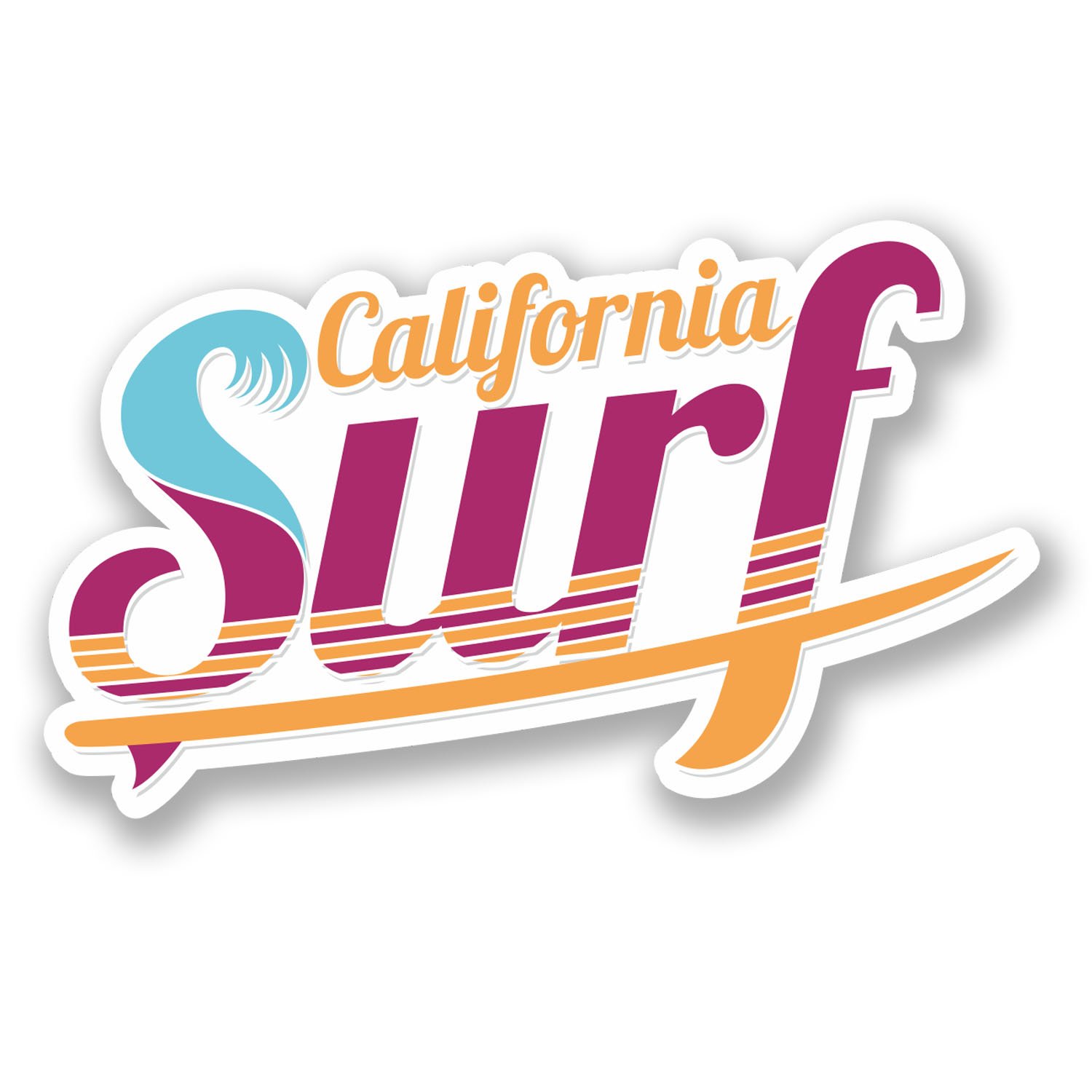 Destinationvinyl Multi 2 X 10Cm California Surf Usa Vinyl Sticker Travel Luggage Surfing Tag #6009 (10Cm Wide X 6Cm Tall)