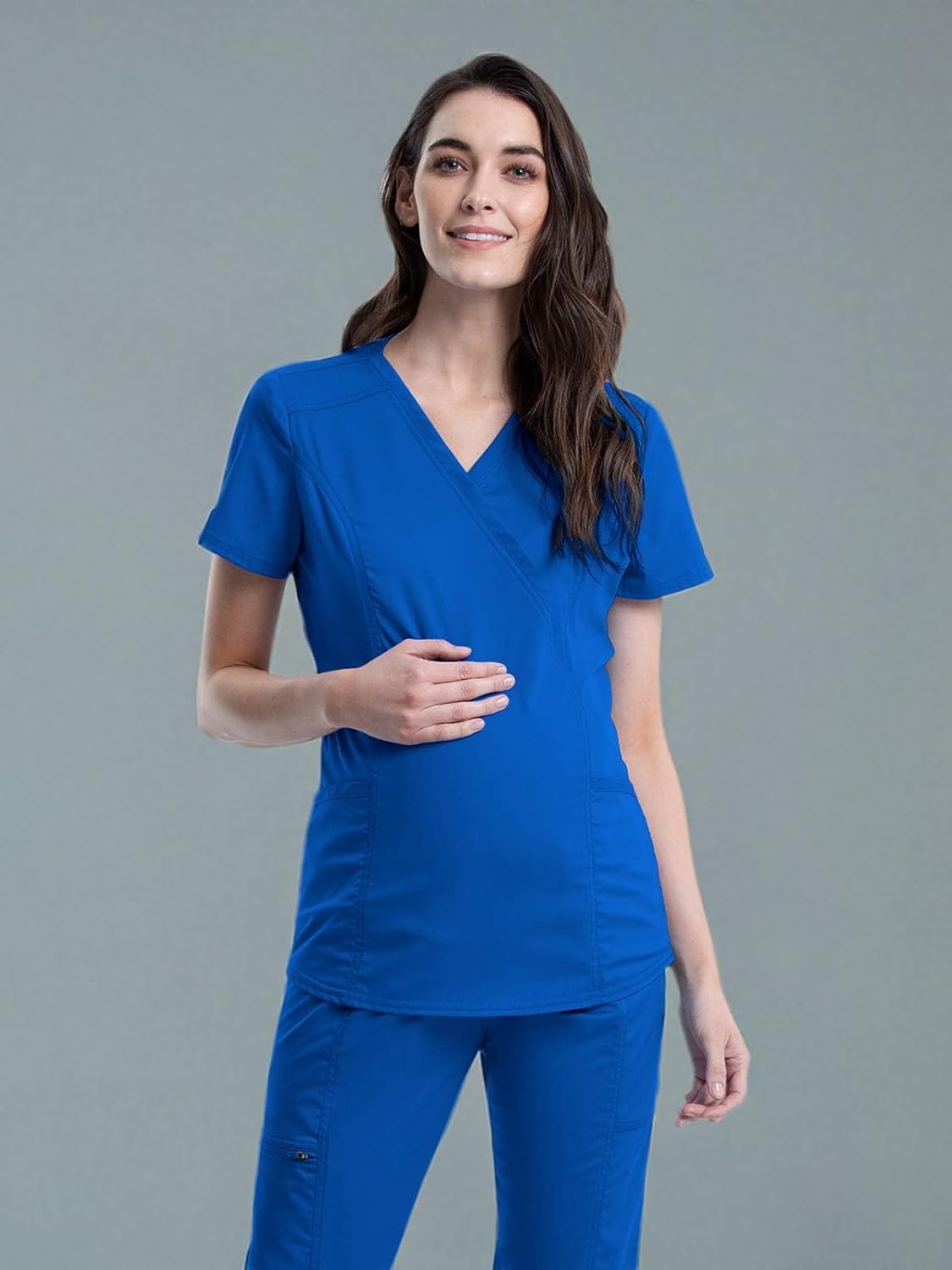 Cherokee Maternity Scrub Top Mock Wrap with 2 Pockets, Breathable and 2-Way Stretch Fabric - WW688 - Image 6
