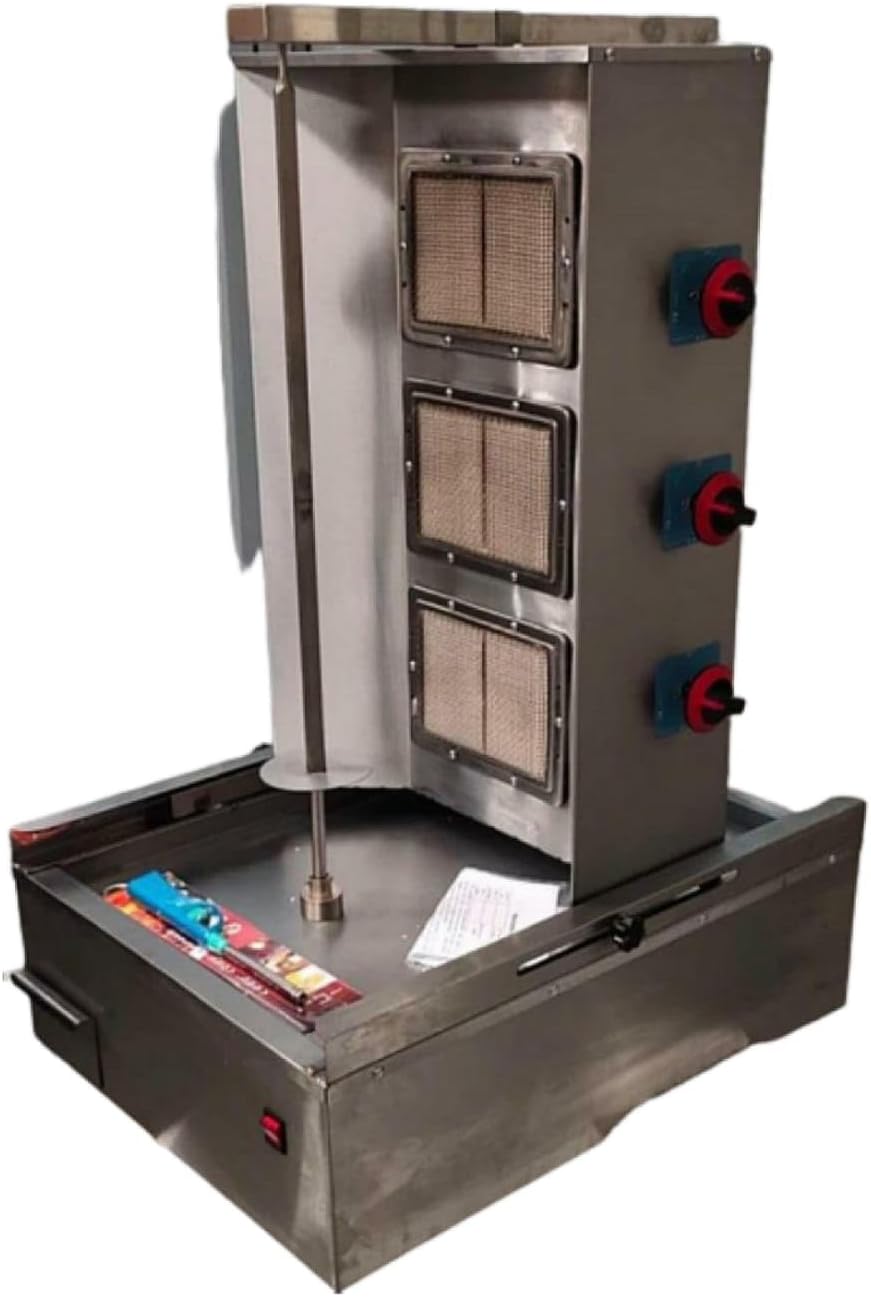Shoppers Hub PNQ 3 Burner Gas Shawarma Machine With Auto Rotating Rod For Perfect Grilling Roasting Of Chicken, Kebab, Meat,Chaap for Heavy Duty Use In Caterings, Hotels and Street Food Shops
