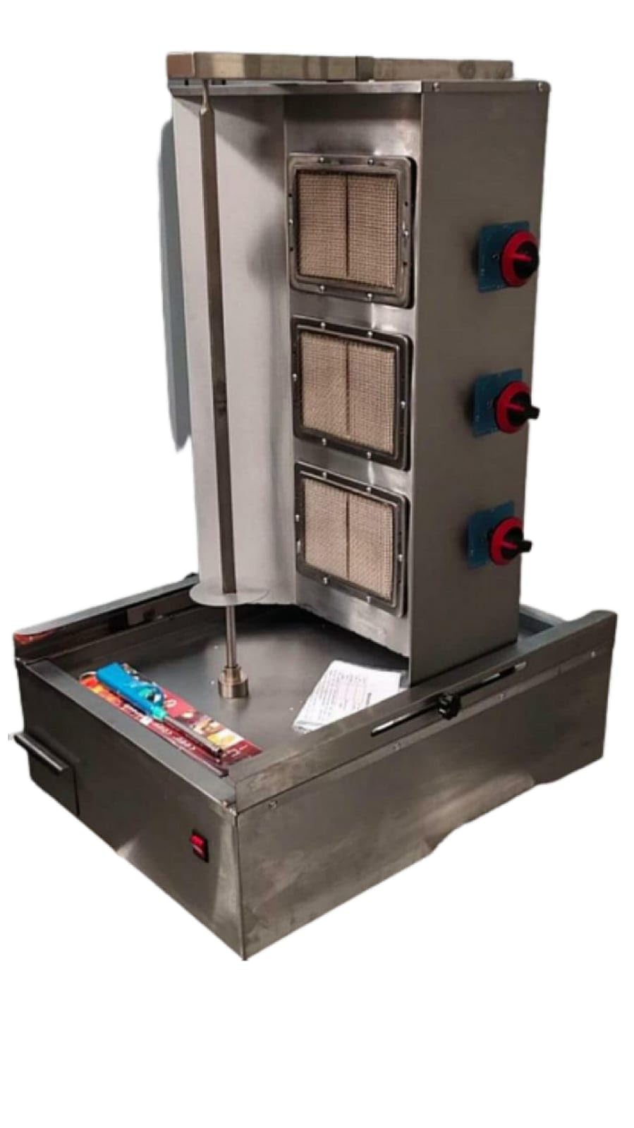 Shoppers Hub PNQ 3 Burner Gas Shawarma Machine With Auto Rotating Rod For Perfect Grilling Roasting Of Chicken, Kebab, Meat,Chaap for Heavy Duty Use In Caterings, Hotels and Street Food Shops