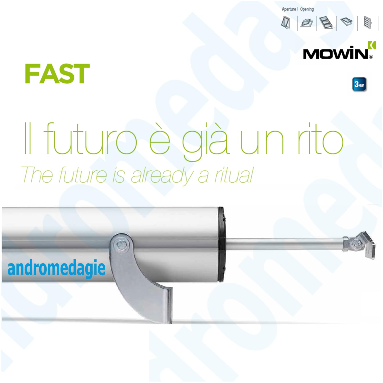 Fast 500N 230 V Corsa 300 mm Moteur actionneur à tige pour fenêtres à saillie Lamelles franges, cuillères, lucarnes