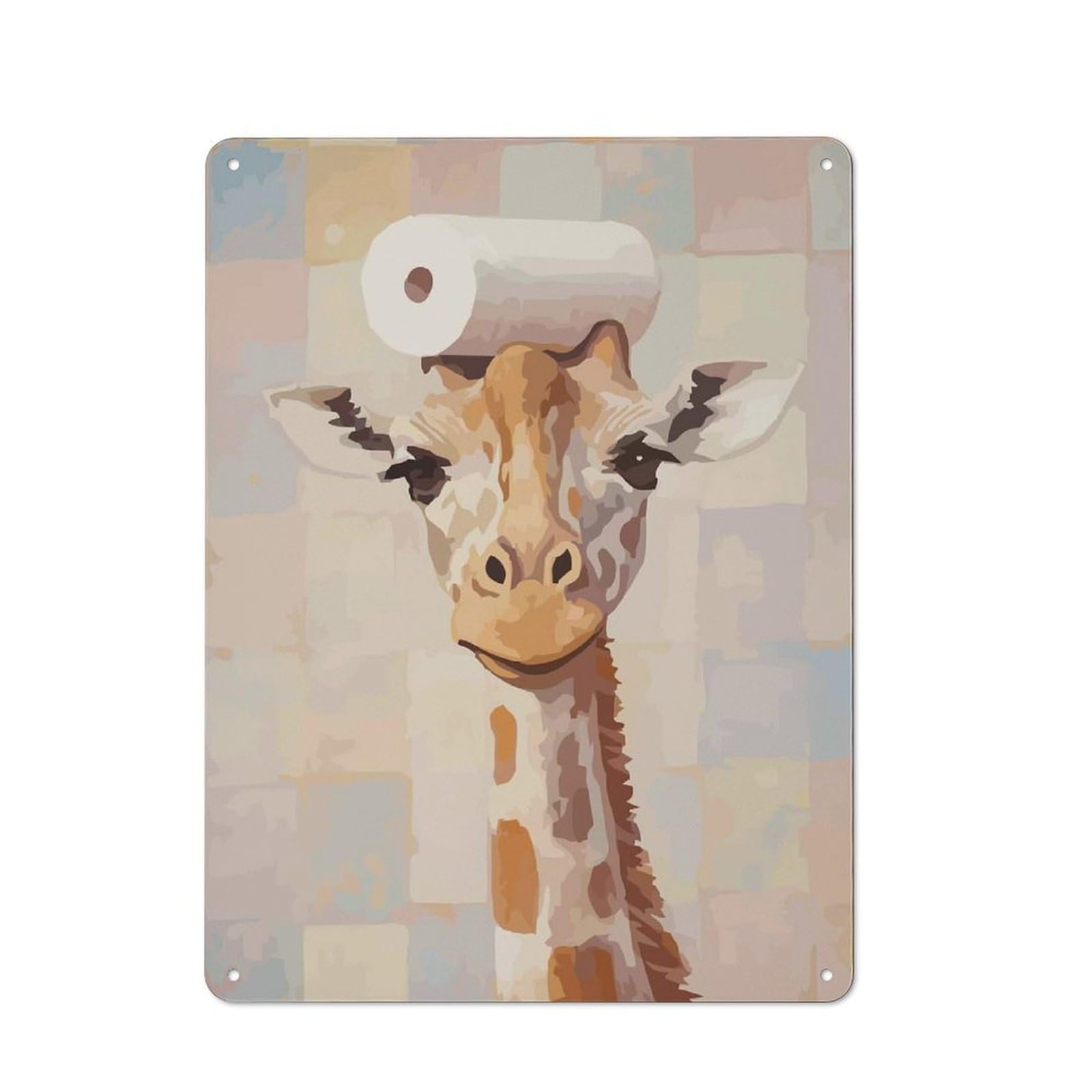 Junmoney Giraffe With Toilet Paper On Head Metal Wall Sign 40X30cm, Rustic Classic Pub Decor For Cafe, Pub, Workshop Or Home Bar