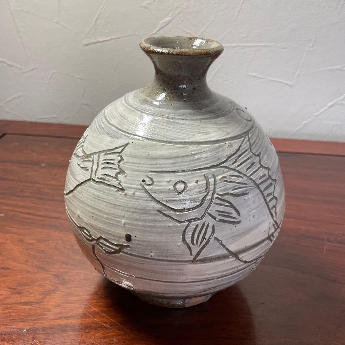 李朝時代　刷毛目　徳利 李朝初期 刷毛目丸徳利 本物保証 Yahoo!オークション -「刷毛目 徳利