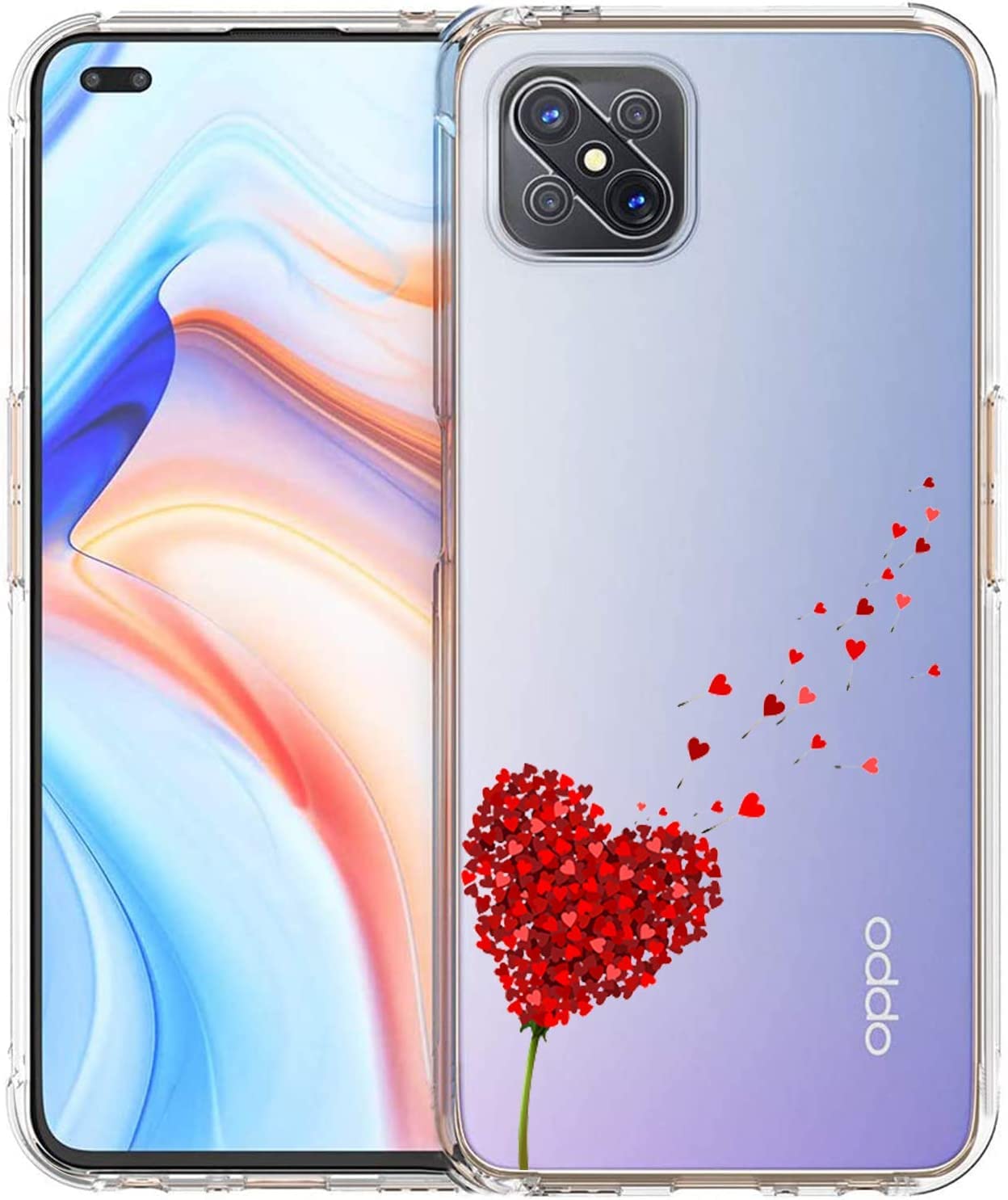 Cover Silicone + Pellicola Vetro Temperato Per OPPO RENO 4 5g Set Protezione Completo Nuovo N 388390