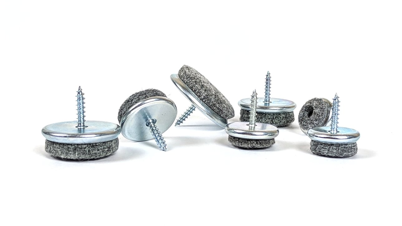 18mm Felt Furniture Pads, Premium Floor Protectors (4pcs, Nickel Plated Steel, 2mm Drill Bit