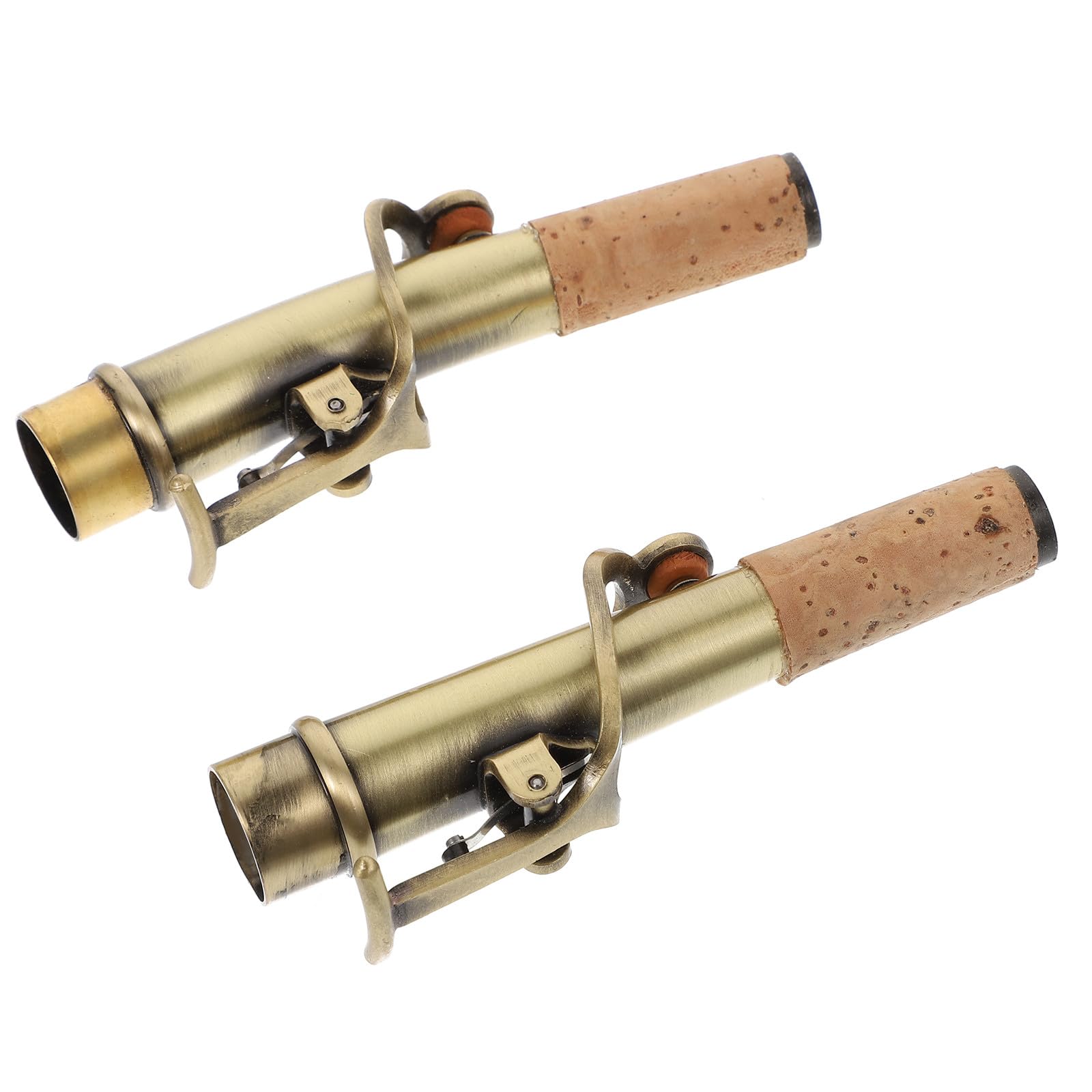 Lot de 2 Manches pour Saxophone Soprano Anciens, Col Droit et Col Courbé en Bronze, Accessoires Solide pour Saxophone Vintage, Adaptés aux Débutants et Usage Professionnel,