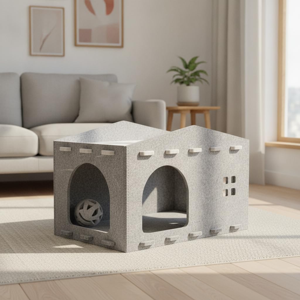 Maison pour Chat en Feutre, Tunnel | Conception modulaire, Meuble chat polyvalent, Pour le repos quotidien, Pour les passionnés