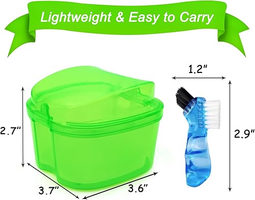 Miniatura 5 de Keedolla Vasos para Dentaduras Postizas para Remojar Dentaduras, Estuche de Limpieza de Dentaduras Contenedor Retenedor Caja de Baño para Protector