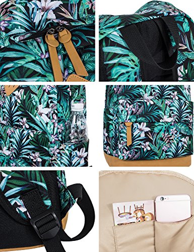 Image of Leaper Cute Backpack Laptop Backpack Canvas Travel Backpack for Women Backpack College Kawaii Bookbag Bags Casual Green