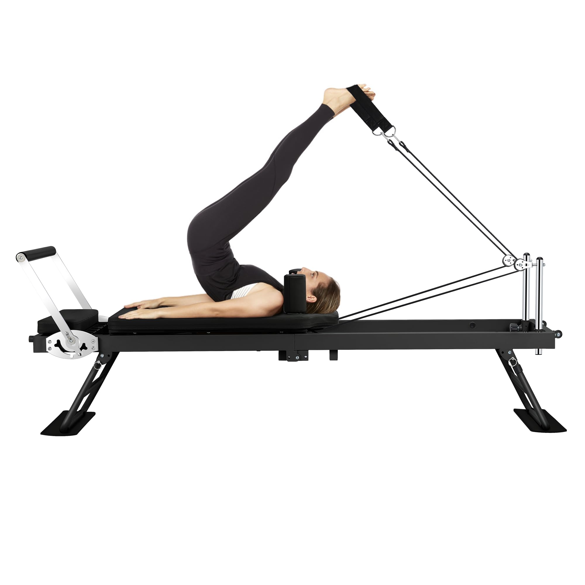 YXZYFPP Pilates Reformer, 78" Pilates Reformer Machine - Foldable Reformer Pilates Machine & Equipment with Springs & Cords for Home Workout,Reformer Set, Up to 400 LBS ? (Black)