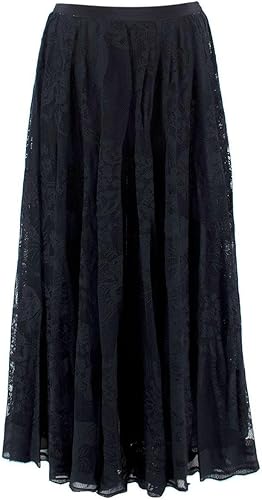 Dior Falda Midi de Encaje Azul Medianoche de Christian Segunda Mano