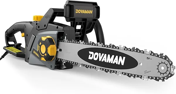 DCS08A Electric Chainsaw, One-Step Tool-Free Tensioning, Oregon Bar ＆ Chain, Low Kickback, Mechanical Brake, Automatic Chain Lubrication, 18-Inch 15-Amp Electric Chainsaw corded with 2 Chains