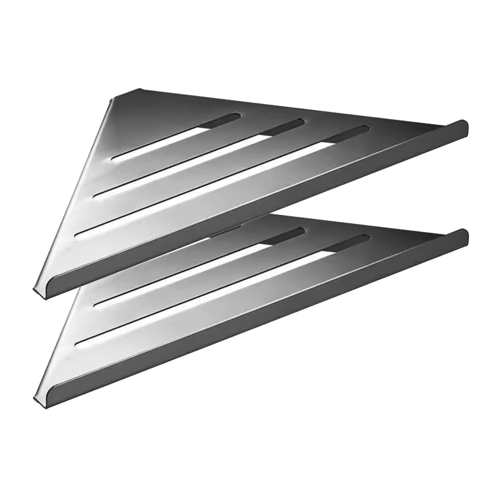Hwhyito Bathroom Corner Shelf 8 Shower Shelf Caddy 304 Stainless Steel Shelf Wall Mount Triangular Silver 2 PCS