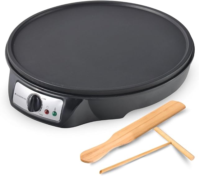Wonderchef 63152431 Electric Dosa, Crepe, Pizza, Pancake, Roti Maker with Temperature Control, Plastic, 910 W, Black