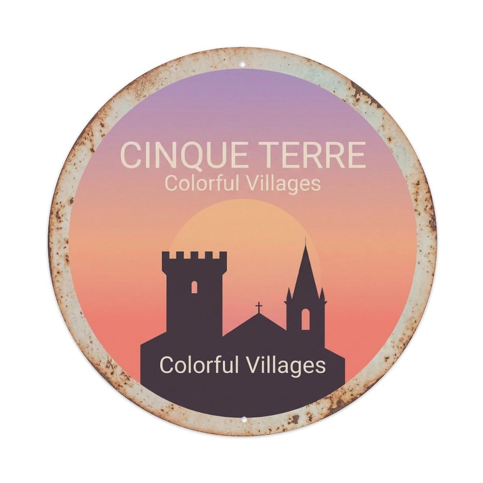 Vintage Travel Cinque Terre Italy Gift Metal Tin Sign