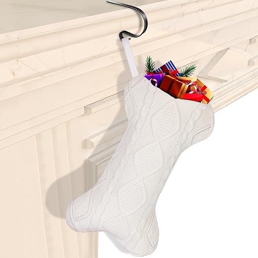 Dog Christmas Stocking with Mantle Holders, 18" Large Bone Shaped Hanging Christmas Stocking for Dogs Cats Pets