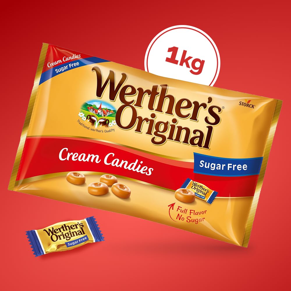 Werther's Original Caramelos Toffee sin Azúcar Bolsa 1kg Sabor Clásico Sin Gluten