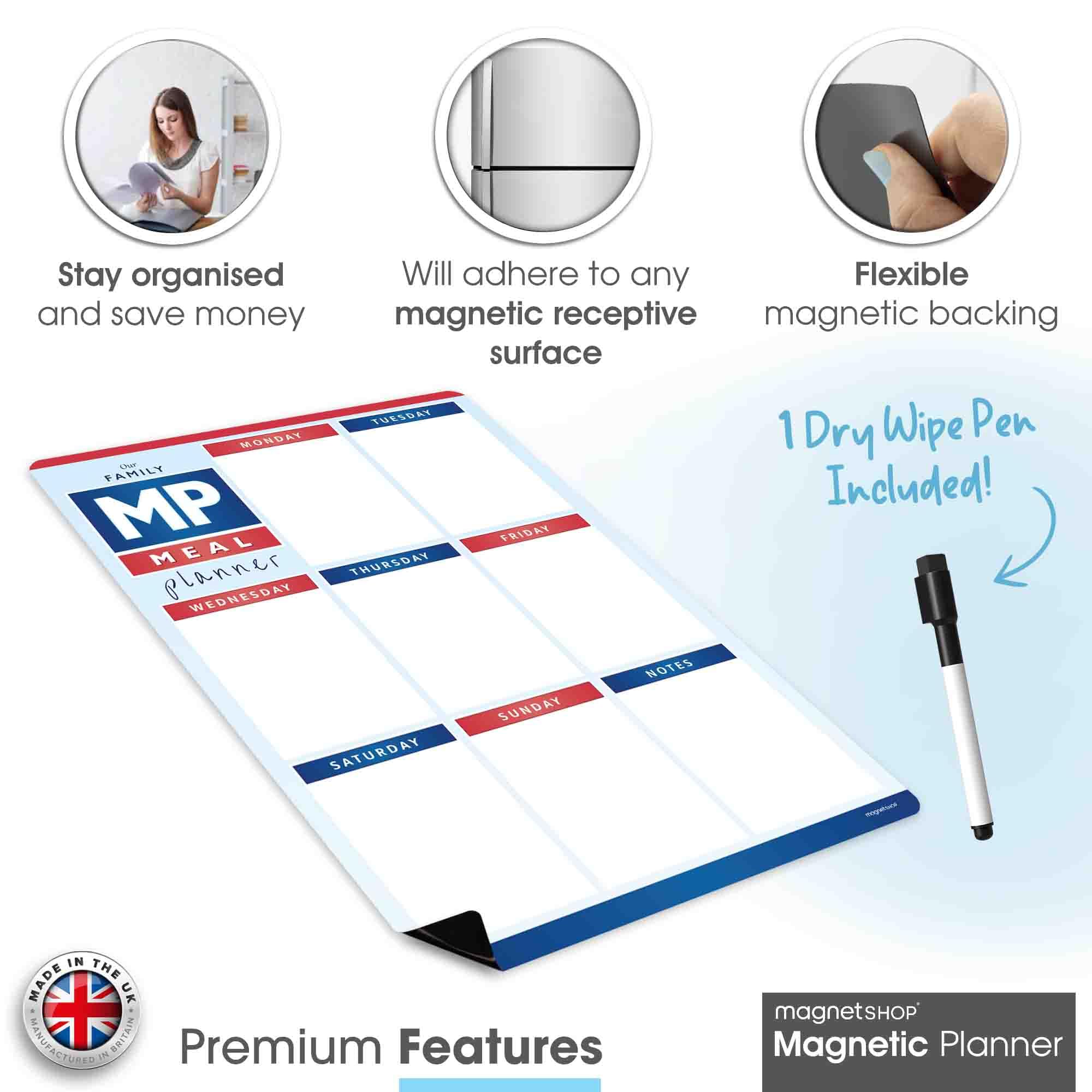 TMS Magnetic Meal Planner for Fridge, Brown - Image 3