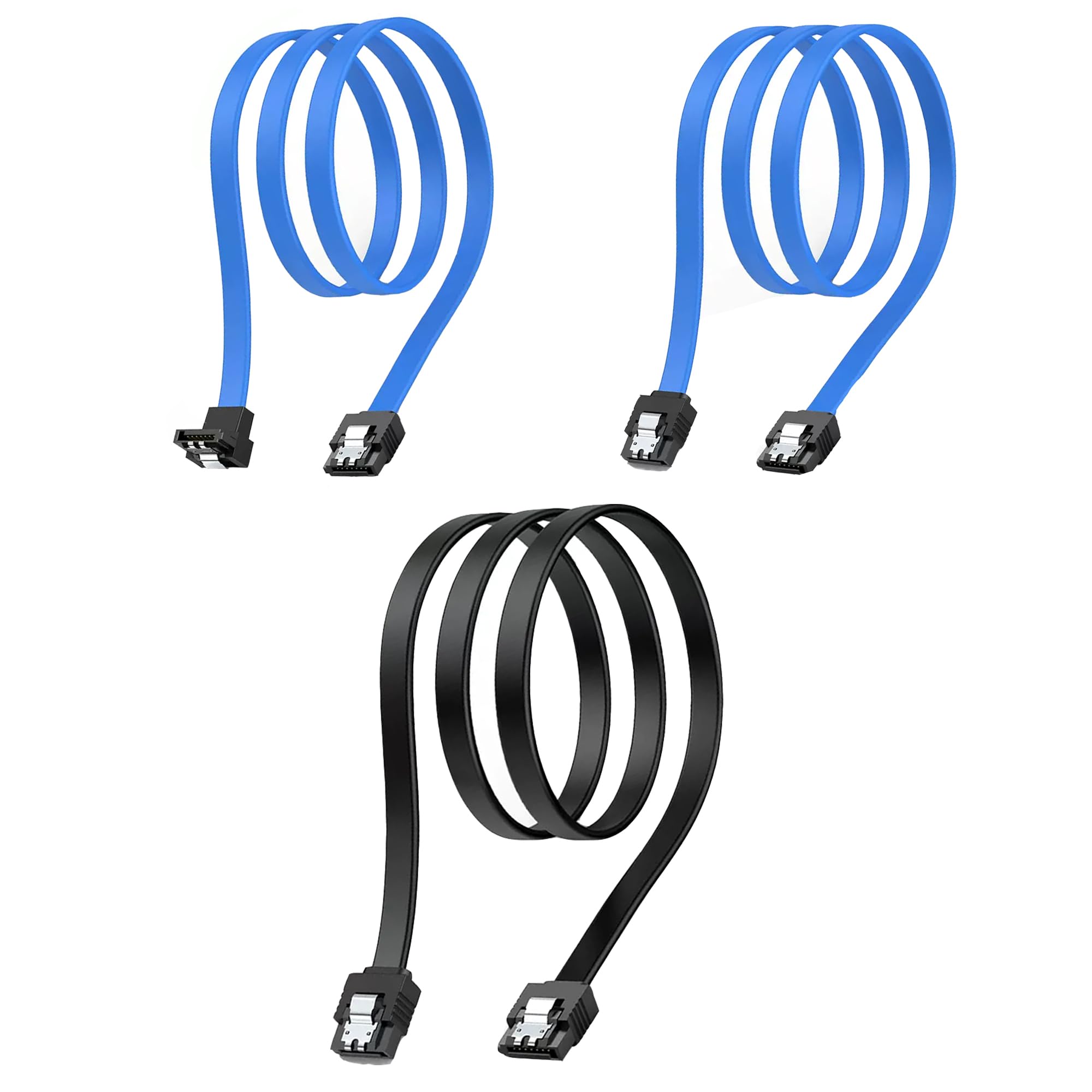 Lot De 3 Câbles SATA III Avec Loquet De Verrouillage à 90 Degrés Droit Vers Angle Droit 6 Gbit/s HDD SDD SATA Câble De Données 45,7 Cm Pour Disque Dur